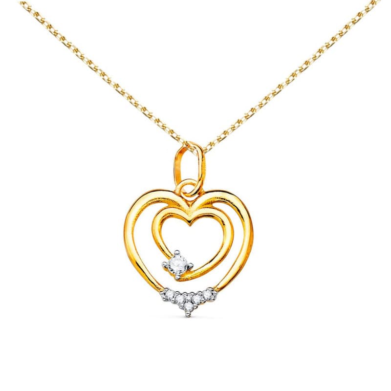Collier - Pendentif Or 18 Carats 750/000 Jaune - Coeur - Chaine Dorée