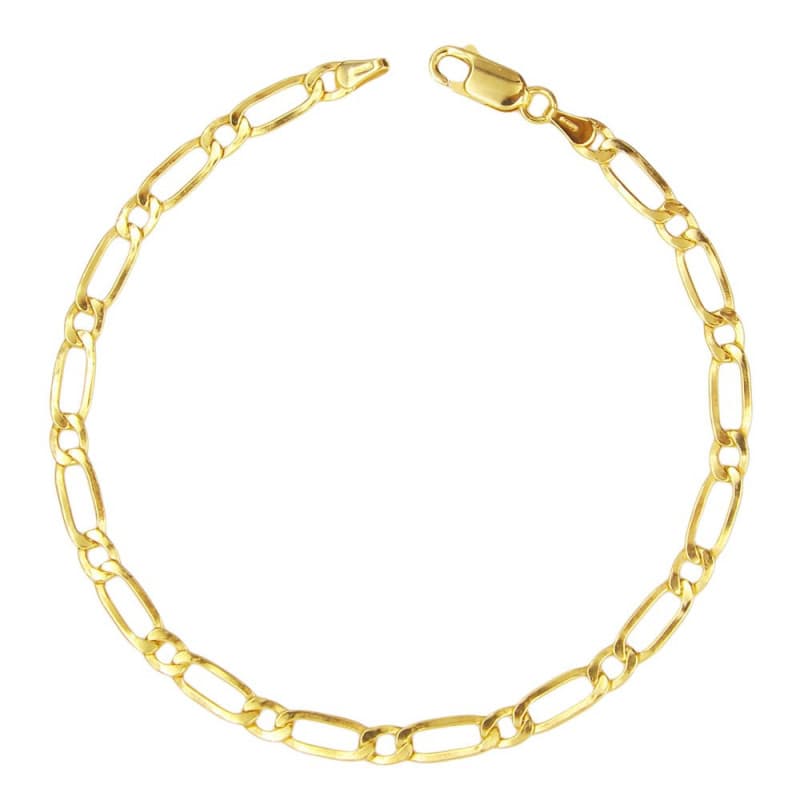 Bracelet Or Jaune Maille Figaro Alternée 1+1 - Homme