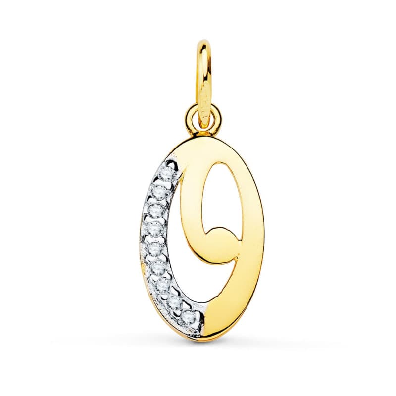 Pendentif Or 18 Carats 750 Jaune Serti de Zirconiums - Initiale Lettre "O" - Chaine Offerte