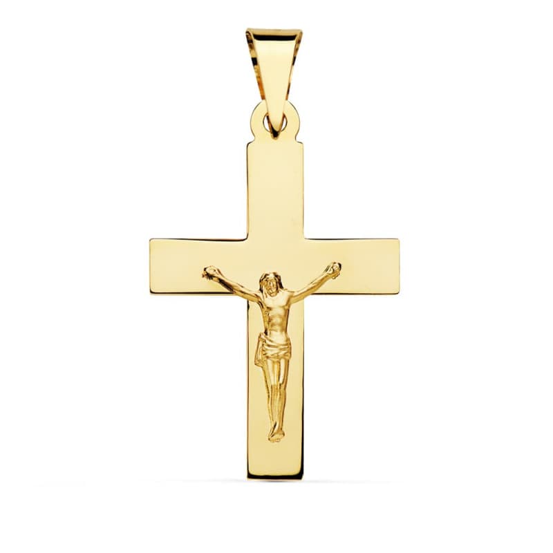 Pendentif - Médaille Christ sur la Croix Or 18 Carats 750 Jaune - Chaines Offertes