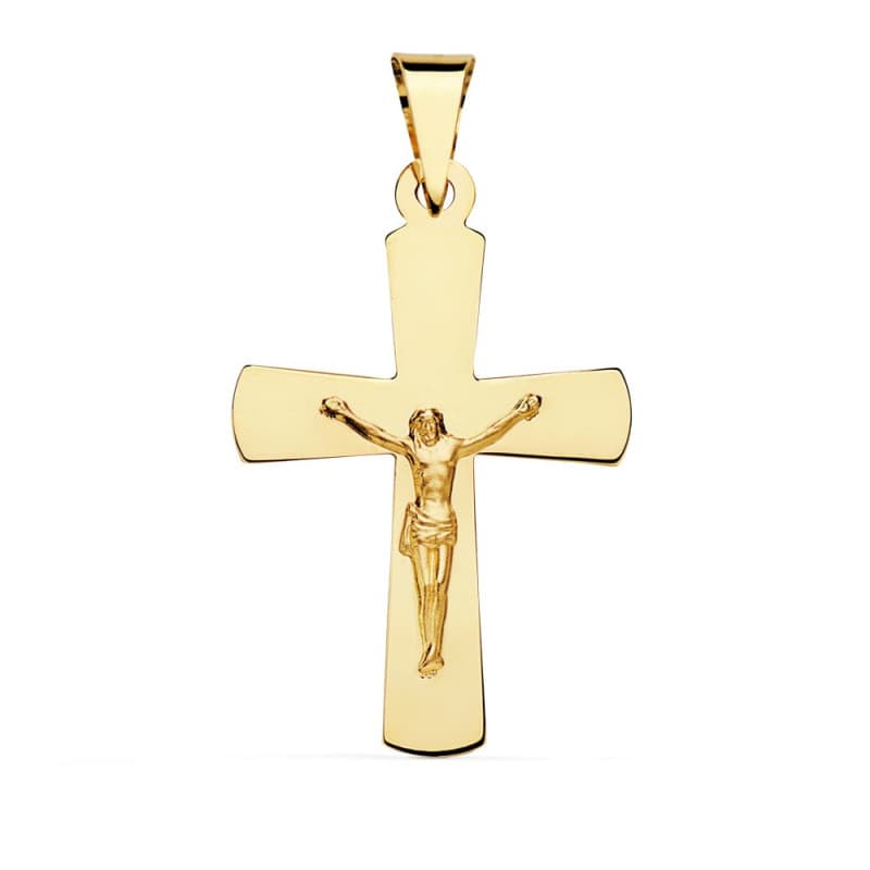 Pendentif - Médaille Christ sur la Croix Or 18 Carats 750 Jaune - Chaines Offertes