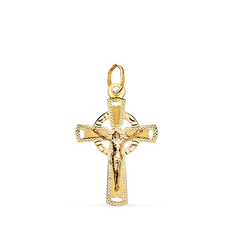 Pendentif - Médaille Christ sur la Croix Or 18 Carats 750 Jaune - Chaines Offertes