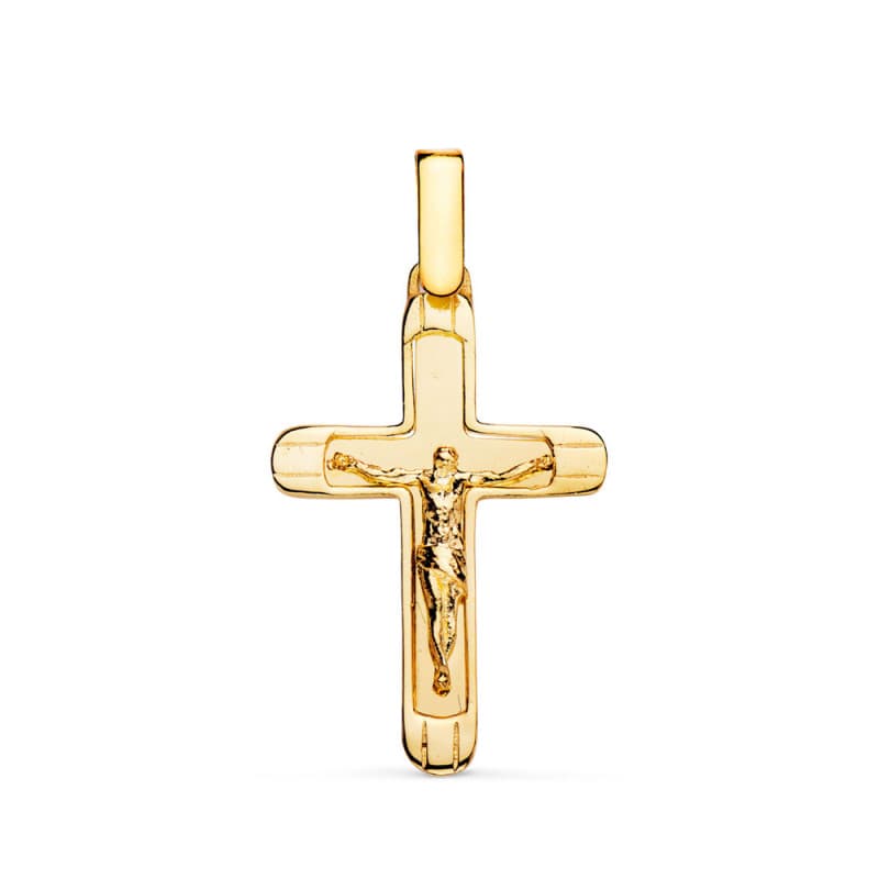 Pendentif - Médaille Christ sur la Croix Or 18 Carats 750 Jaune - Chaines Offertes