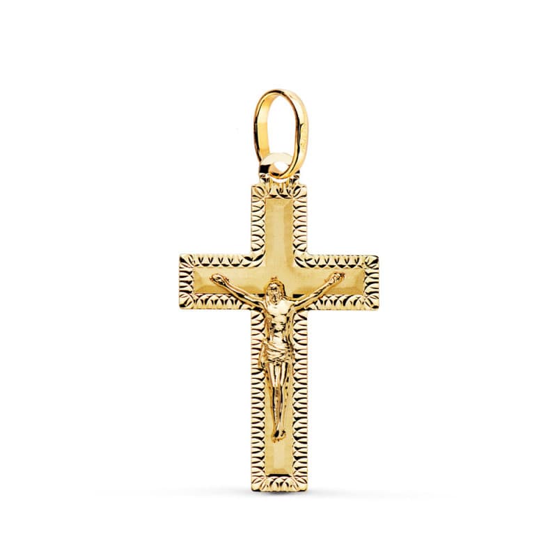 Pendentif - Médaille Christ sur la Croix Or 18 Carats 750 Jaune - Chaines Offertes