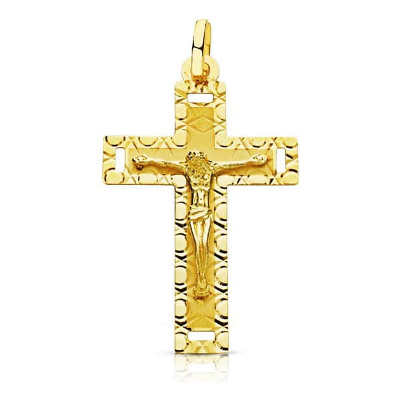 Pendentif - Médaille Christ sur la Croix Or 18 Carats 750 Jaune - Chaines Offertes