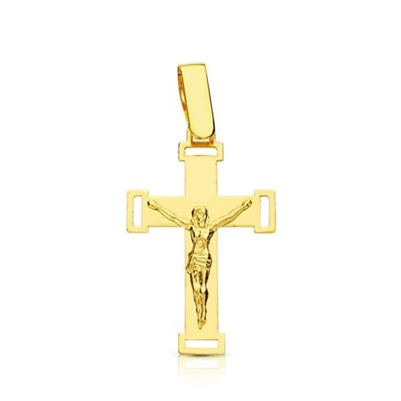 Pendentif - Médaille Christ sur la Croix Or 18 Carats 750 Jaune - Chaine Offerte