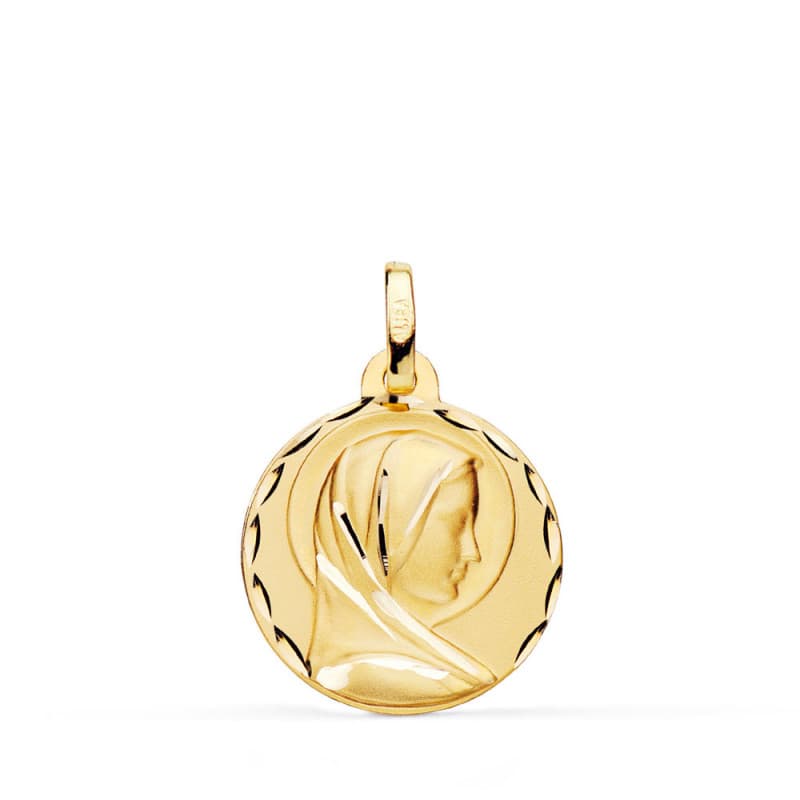Médaille Or 18 Carats 750 Jaune Vierge Marie 18mm - Chaßne et Gravure Offertes