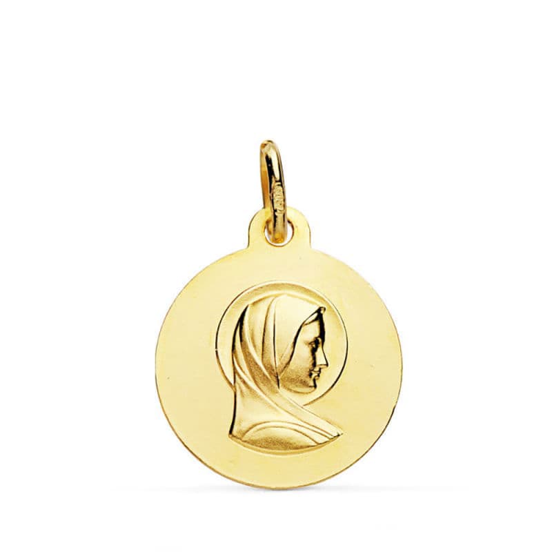 Médaille Or 18 Carats 750 Jaune Vierge Marie 16mm - Chaßne et Gravure Offertes
