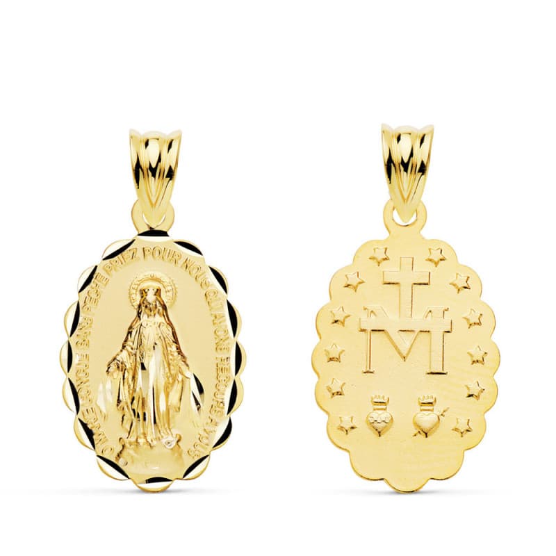 Médaille Or 18 Carats 750 Jaune Vierge Miraculeuse - Chaßne Offerte