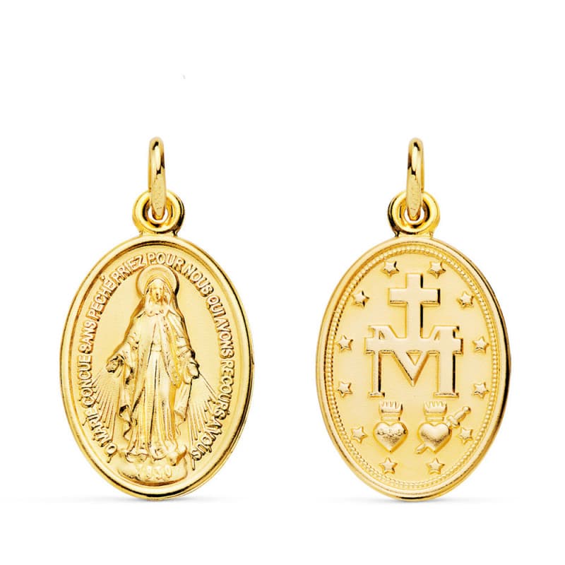 Médaille Or 18 Carats 750 Jaune Vierge Miraculeuse - Chaßne Offerte