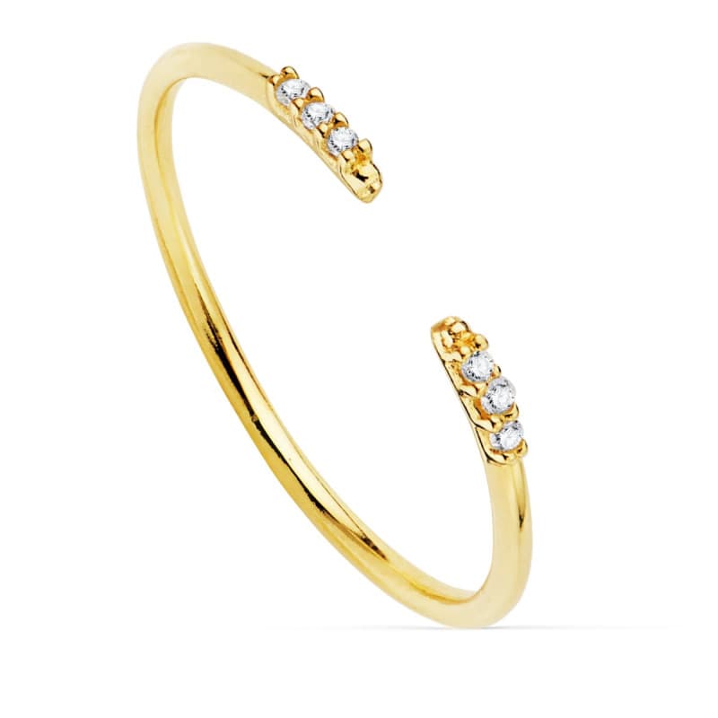 Bague Or 18 Carats 750 Jaune - Diamants de SynthĂšse - Ouverte