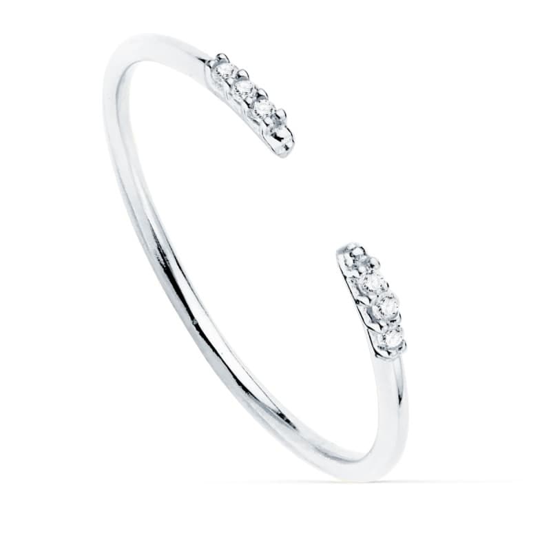 Bague Or 18 Carats 750 Blanc - Diamants de SynthĂšse - Ouverte