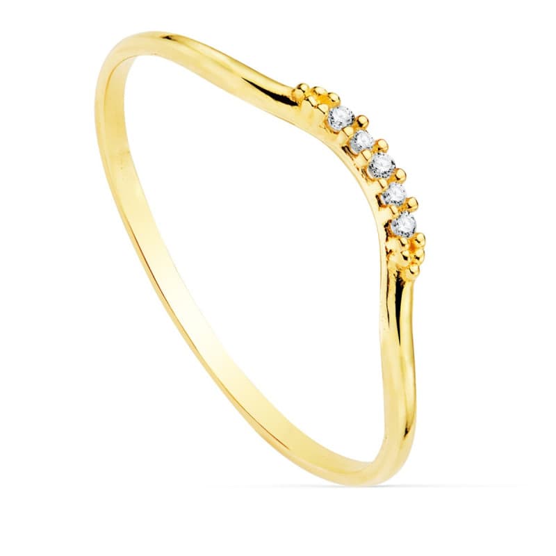 Bague Or 18 Carats 750 Jaune et Diamants de SynthĂšse