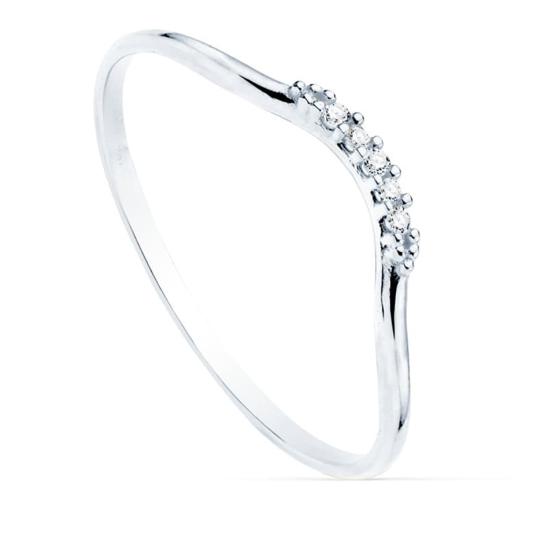 Bague Or 18 Carats 750 Blanc et Diamants de SynthĂšse