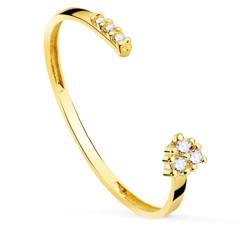 Bague Or 18 Carats 750 Jaune - Diamants de Synthèse - Ouverte