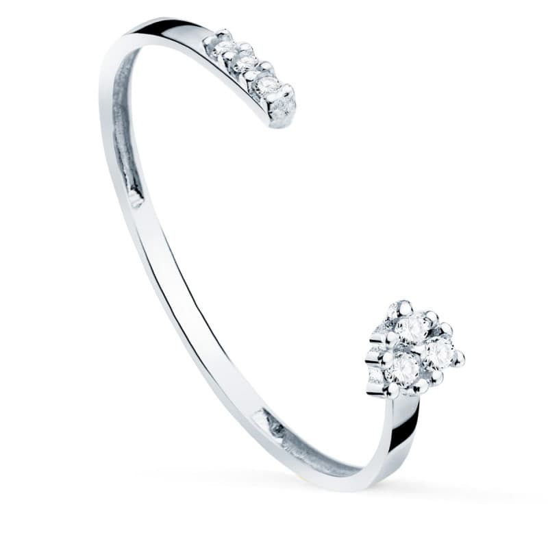 Bague Or 18 Carats 750 Blanc - Diamants de SynthĂšse - Ouverte