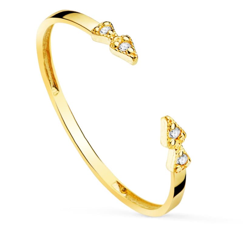 Bague Or 18 Carats 750 Jaune - Diamants de SynthĂšse - Ouverte