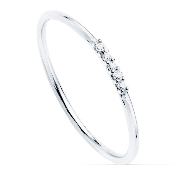 Bague Or 18 Carats 750 Blanc - Sertie de Diamants de SynthĂšse