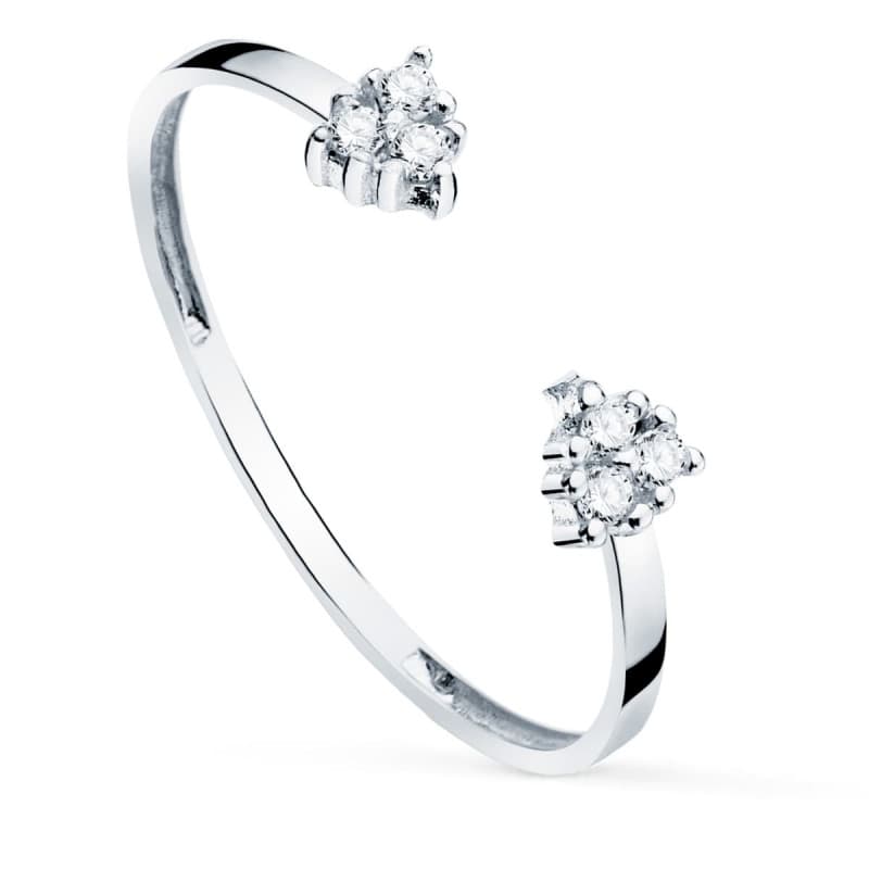 Bague Or 18 Carats 750 Blanc - Diamants de SynthĂšse - Ouverte