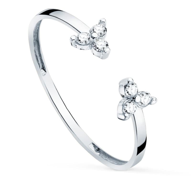 Bague Or 18 Carats 750 Blanc - Diamants de SynthĂšse - Ouverte