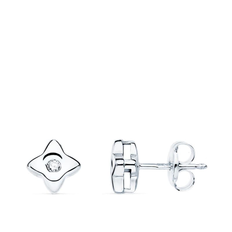 Boucles d'Oreilles Etoiles Solitaires Diamants de SynthĂšse 0.04 Carats - Or 18 Carats 750 Blanc