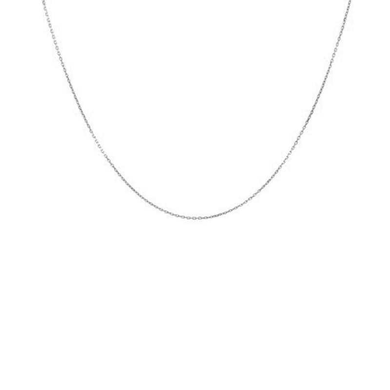 Collier Chaine Or Rhodié Blanc - Maille Forçat Diamantée - Enfant