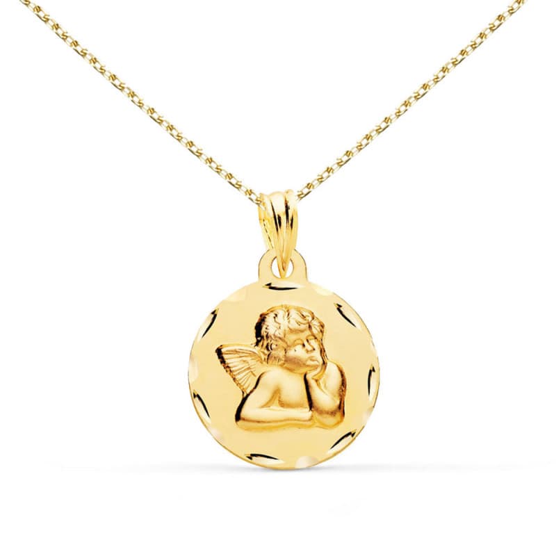 Collier - Médaille Ange Or Jaune - Chaßne Dorée - Gravure Offerte