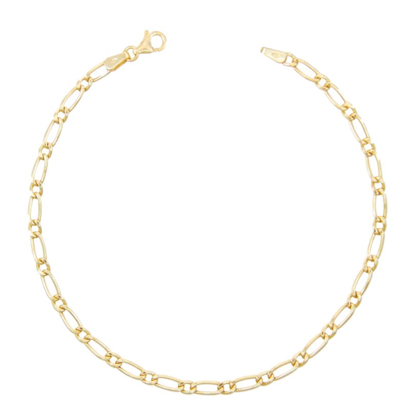 Bracelet Or Jaune Maille Figaro Alternée 1+1 - Homme