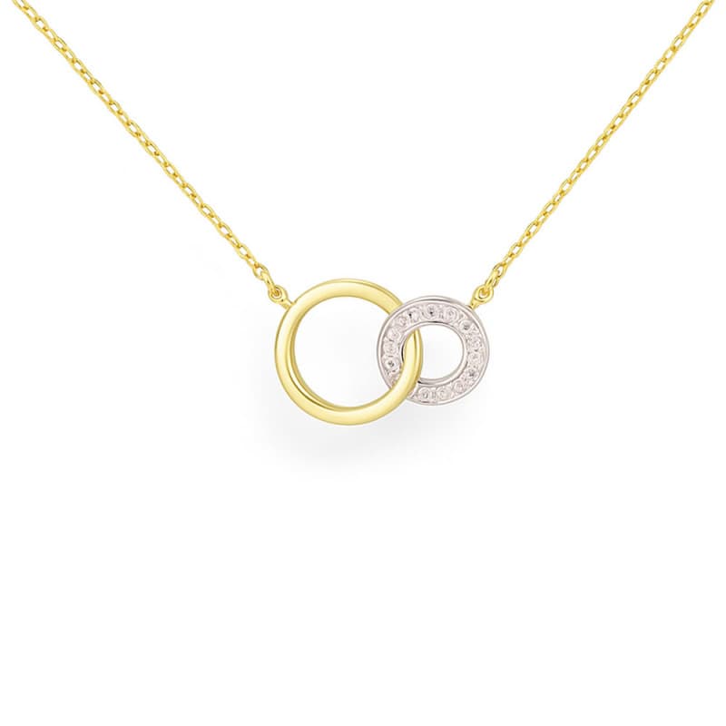Collier Or Jaune et Diamants - Motif Anneaux - Femme