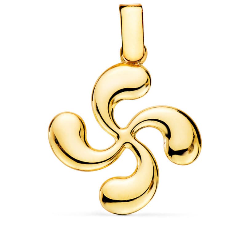 Pendentif Médaille Or 18 Carats 750 Jaune - Croix Basque Lauburu - Chaines Offertes