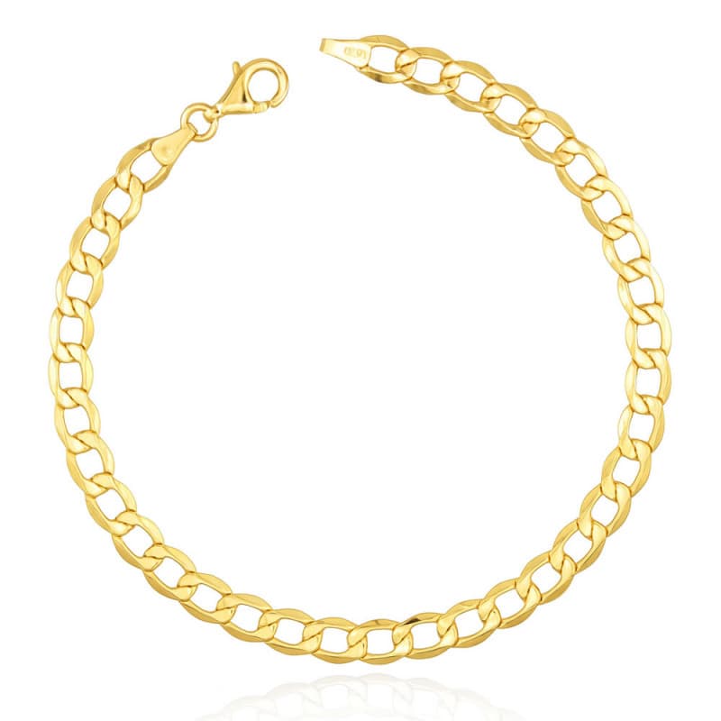 Bracelet Or Jaune Maille Gourmette 21 cm - Homme