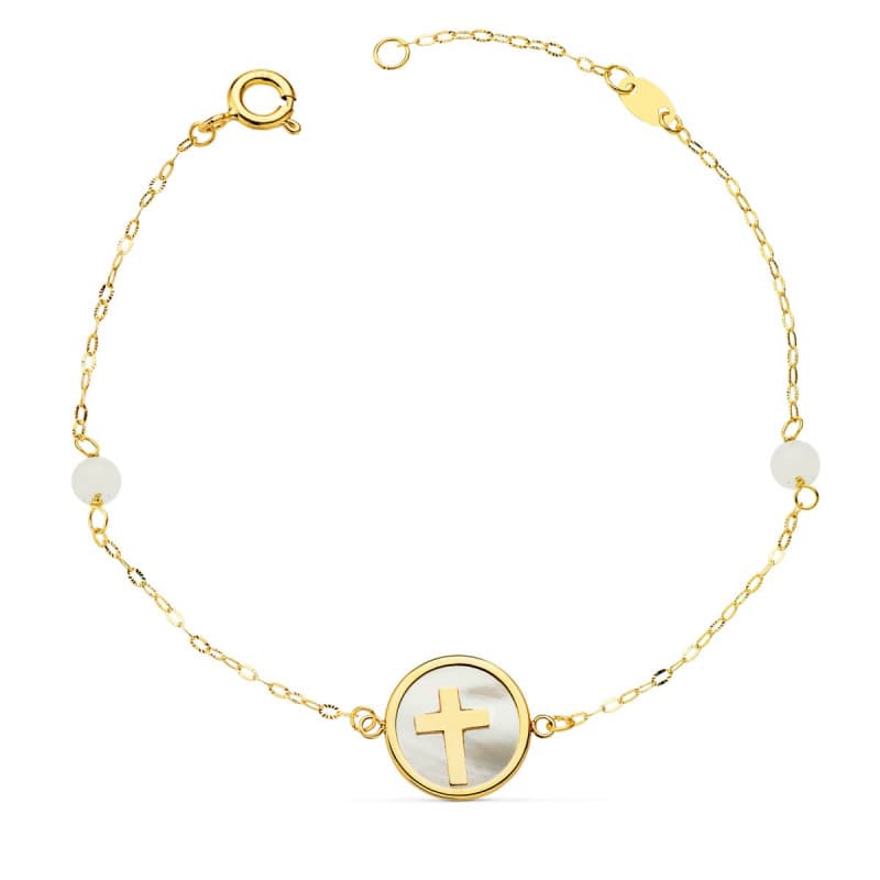 Bracelet Or 18 Carats 750 Jaune Nacre - Croix