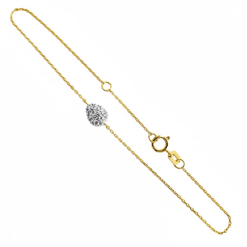 Bracelet Or Jaune - Motif Goutte Pavée de Zirconiums - Femme