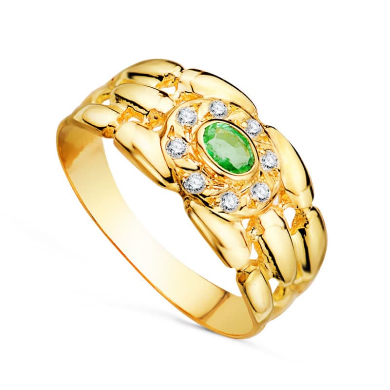 Bague Or 18 Carats 750 Jaune Emeraude Accompagnée - Collection Panthère