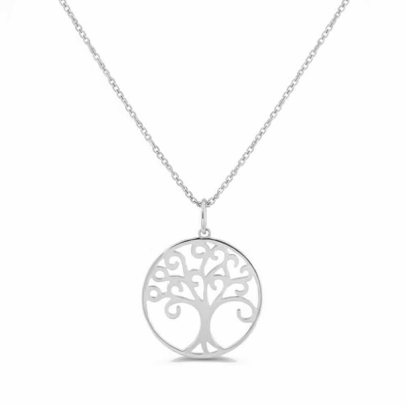 Pendentif Or Blanc Arbre de Vie - Chaine Argentée Offerte - Femme