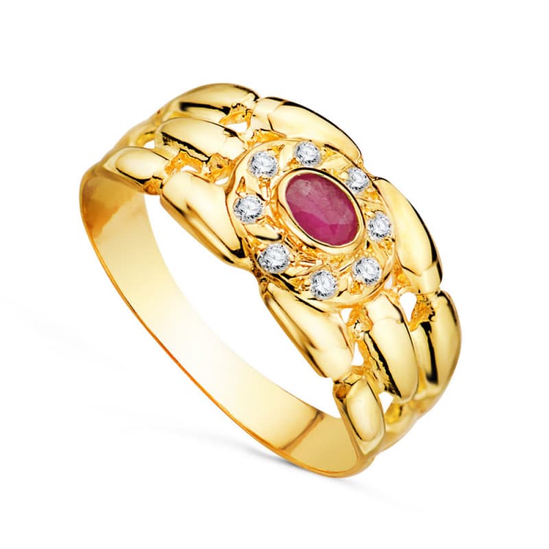 Bague Or 18 Carats 750 Jaune Rubis Accompagné - Collection Panthère