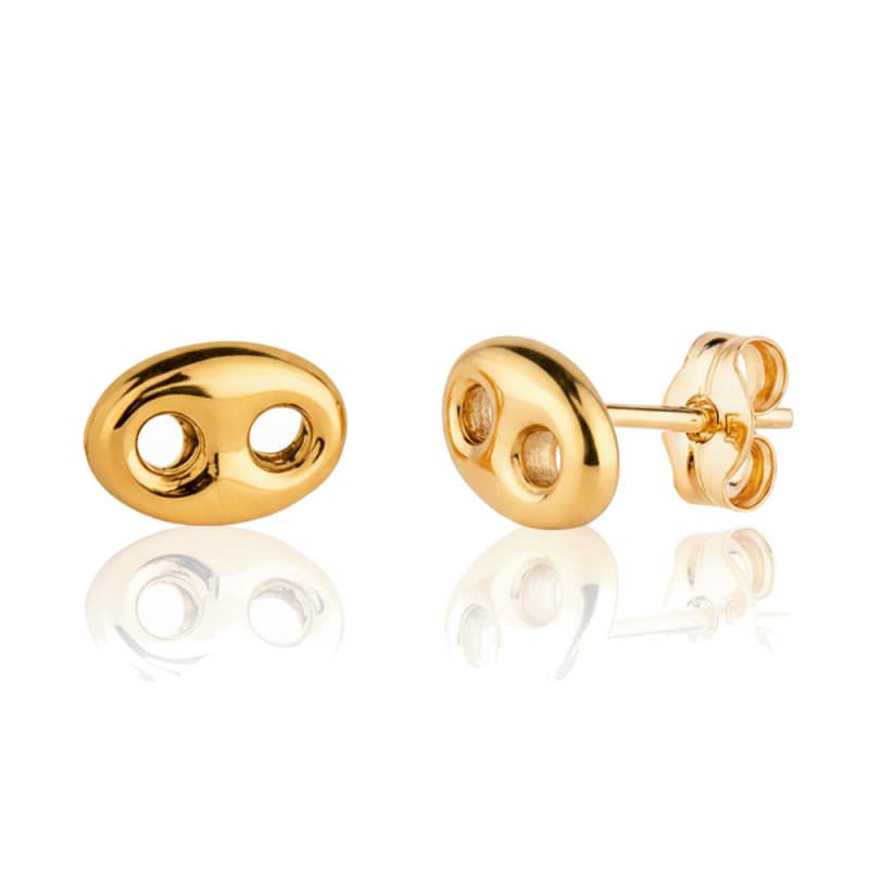 Boucles d'Oreilles Or 18 Carats 750 Jaune - Grain de Café