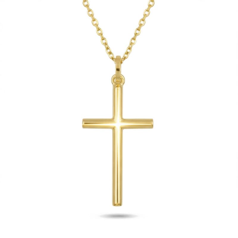 Médaille Croix Or Jaune - Chaine Dorée Offerte - Femme ou Enfant