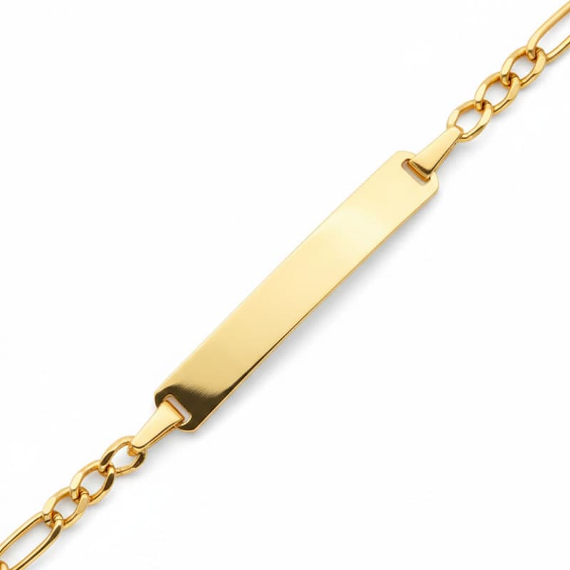 Bracelet Gourmette Enfant Or Jaune - Maille Figaro Alternée 1+3 - Gravure Offerte