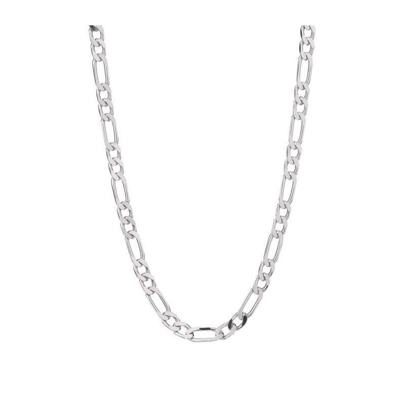 Collier / Chaßne Homme Argent 925 - Maille Figaro Alternée 1+2 - 60cm