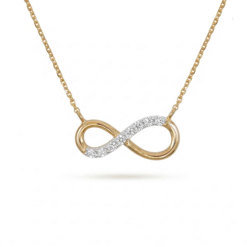 Collier Or Jaune Motif Infini Infinity Pavé de Zirconiums - Femme