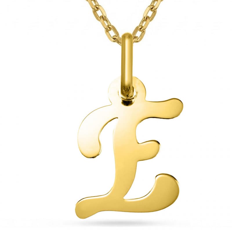Pendentif Or Jaune - Initiale Lettre "E" - Chaine Offerte