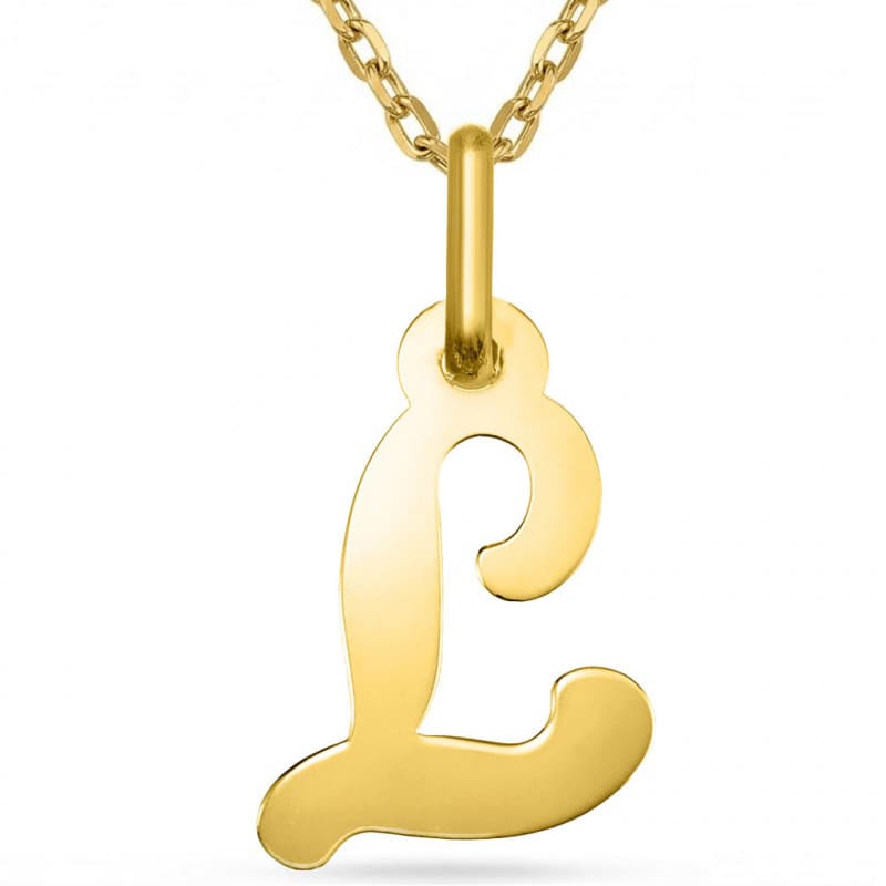 Pendentif Or Jaune - Initiale Lettre "L" - Chaine Offerte