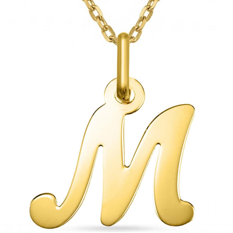 Pendentif Or Jaune - Initiale Lettre "M" - Chaine Offerte
