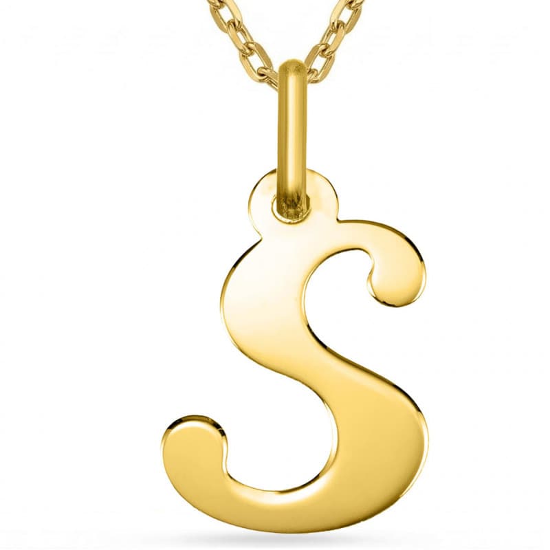 Pendentif Or Jaune - Initiale Lettre "S" - Chaine Offerte