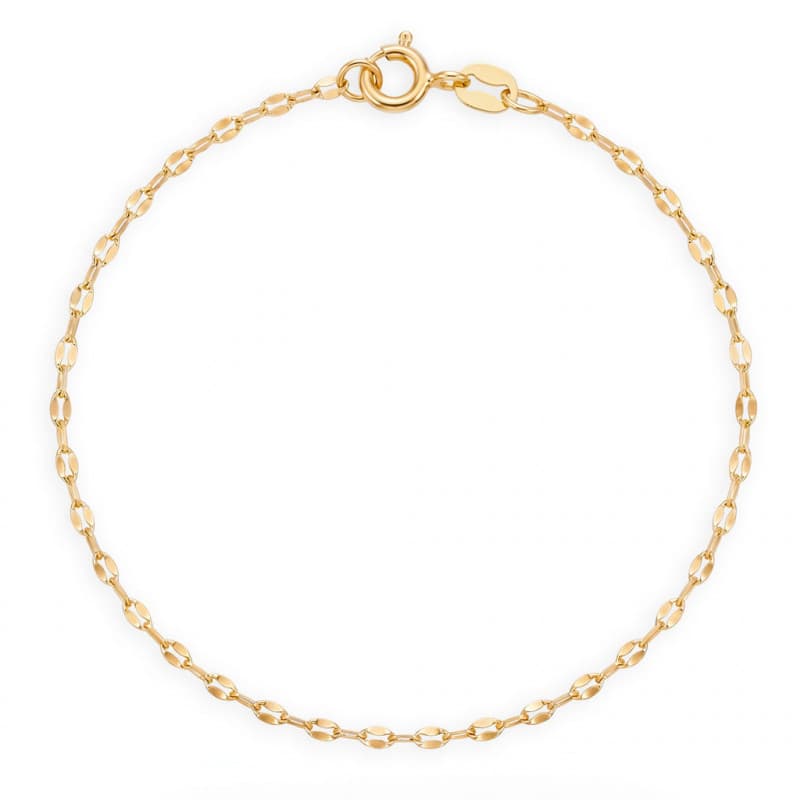 Bracelet Or Jaune Maille Grain de Café Plat - Femme