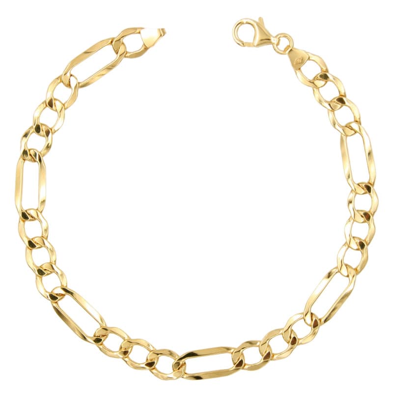 Bracelet Or Jaune Maille Figaro Alternée 1+3 - Homme