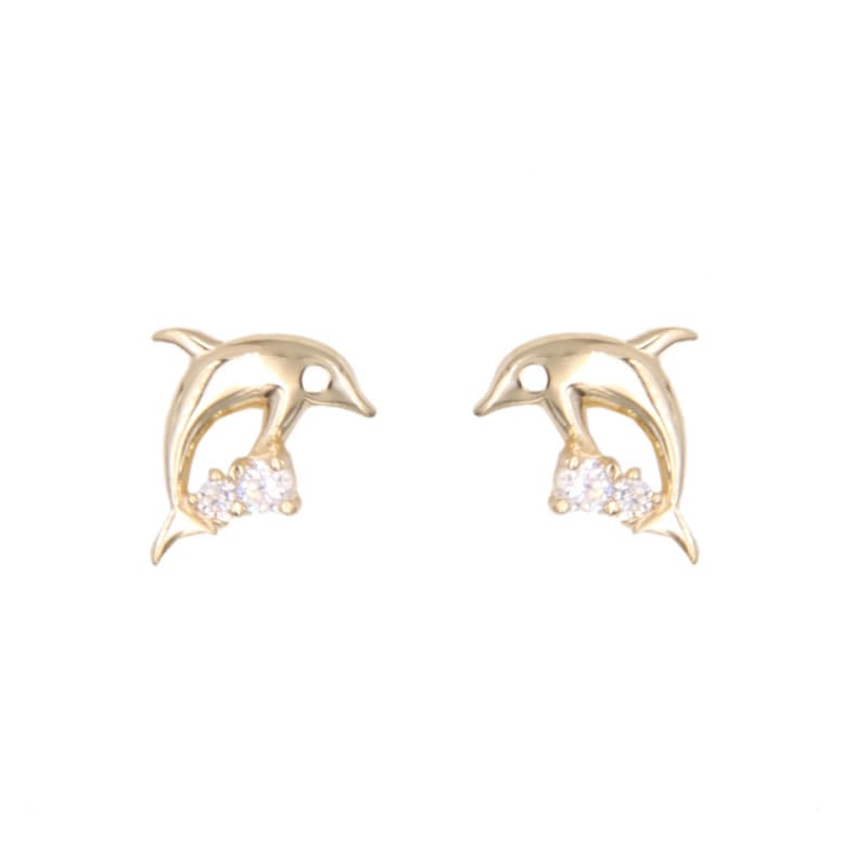Boucles d'Oreilles Dauphins - Or Jaune - Enfant