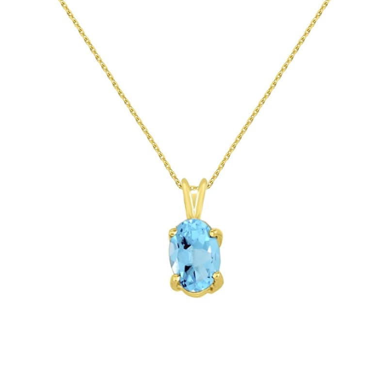 Collier - Pendentif Or Jaune Topaze Bleue Ovale - Femme
