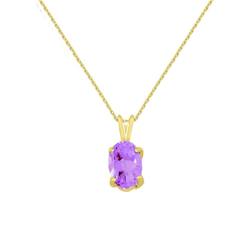 Pendentif Or Jaune Améthyste Ovale - Femme - Chaine Offerte